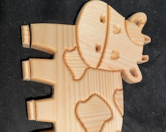 Childrens Wood Cow Puzzle Intarsia Style CRV/CNC/DXF/svg/pdf