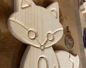 Childrens Wood Fox Puzzle Intarsia Style CRV/CNC/DXF/svg/pdf