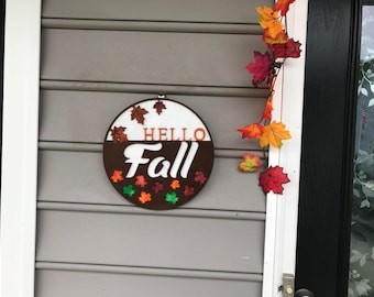 Hello Fall Welcome Door Hanger 12" DIGITAL CRV,DXF,svg,pdf For Carving