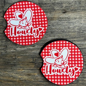 Howdy | Cupid Cowboy | Car Coasters | 2-Pack | Car Accessories | Truck Accessories | Western Gifts | Valentine Gift