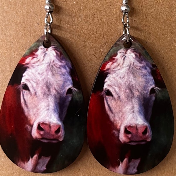 Hereford Earrings | Farm Gifts | Cow Jewelry | Handmade Jewelry | Cowgirl Jewelry | Western Earrings | Christmas Gifts | Gifts For Her