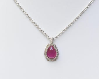 Pink Sapphire Mini Pendant with Handmade Sterling Silver Wire Wrap