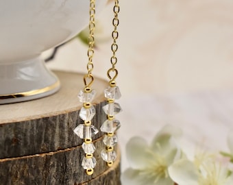 Herkimer Diamond Earrings, Crystal Earrings, Gold Plated Earrings