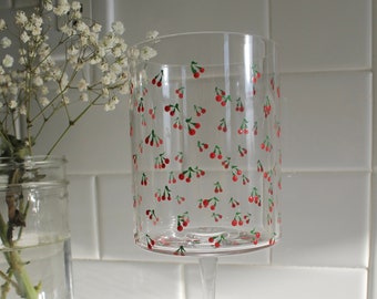 Cherry Hand Painted Wine Glass