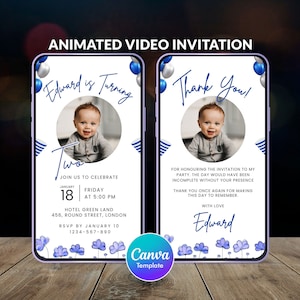 First Birthday Video Invitation Template: Animated Canva Invite (Digital Download)
