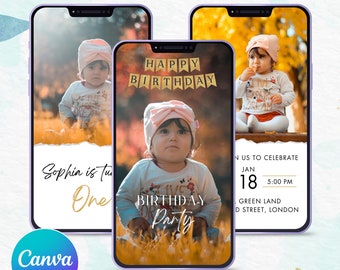 Animated Birthday Video Invitation: Customizable Canva Template (Digital Download)