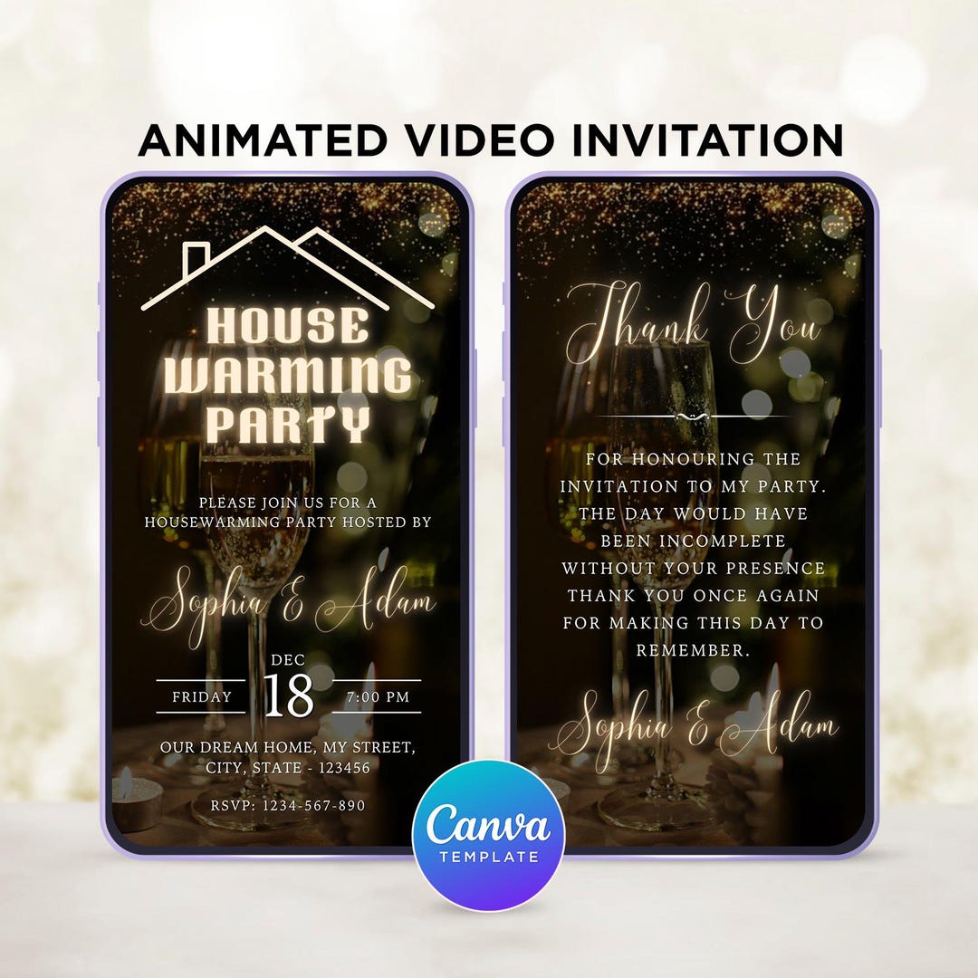 Black and Gold Housewarming Party Video Invitation (digital Download ...