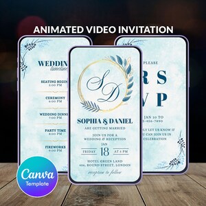 Floral Wedding Invitation Template, Video Invitation, Animated Wedding invitation, Phone Invitation