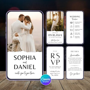 Elegant Wedding Invitation Template, Animated Wedding invitation, Save the date, Smartphone Invitation, Canva Template, Invite with Photo