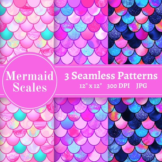 Mermaid Scales Seamless Patterns JPG Digital Papers - Etsy