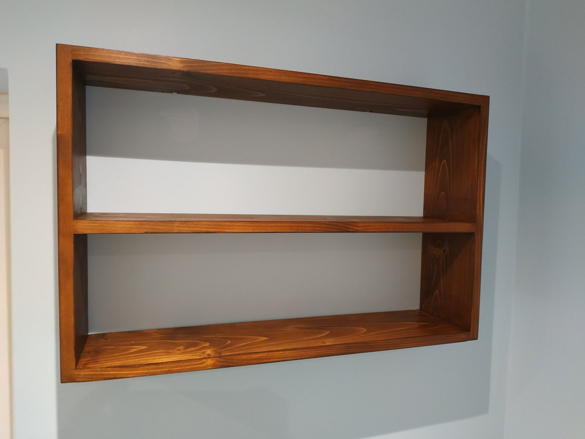 Rectangle Shelf With Middle Shlef Wooden Rectangle Shelves Etsy