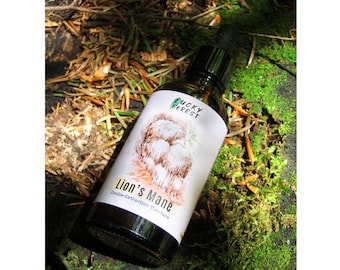 Tintura de Juba de Leão 100ml (4 oz) | Hericium erinaceus | Extrato Duplo de Cogumelo Cultivado em Casa para Cérebro, TEPT Complexo e Memória | Pequena Tintura Artesanal de Bach -LM05/26-