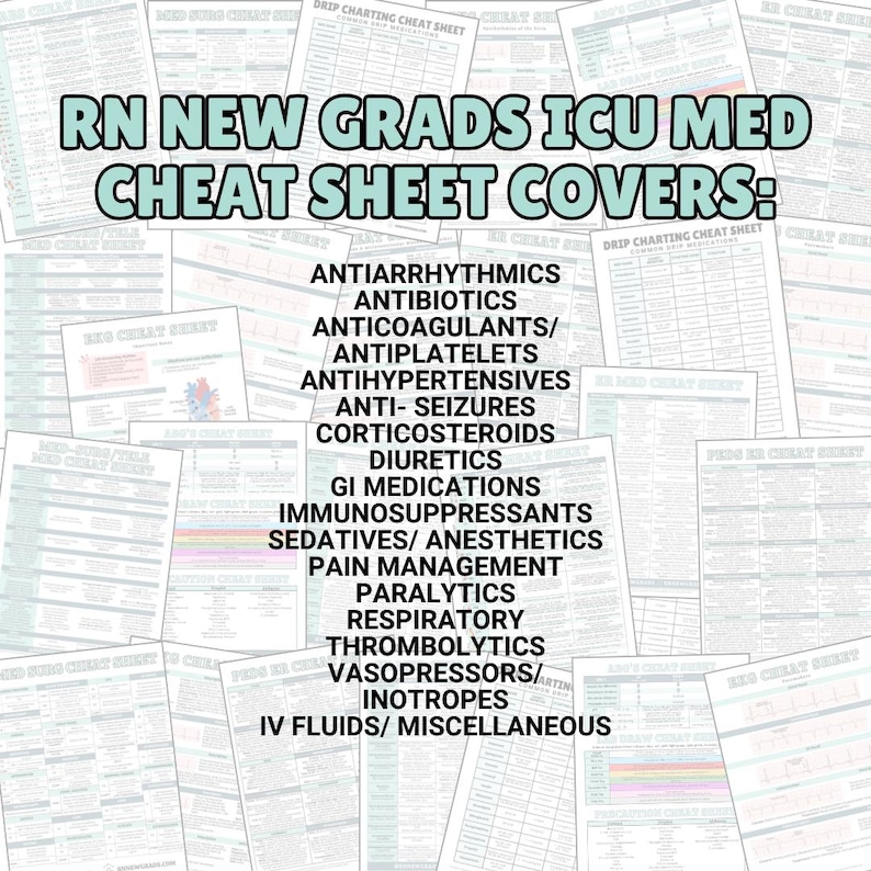 Icu Cheat Sheet Bundle Etsy