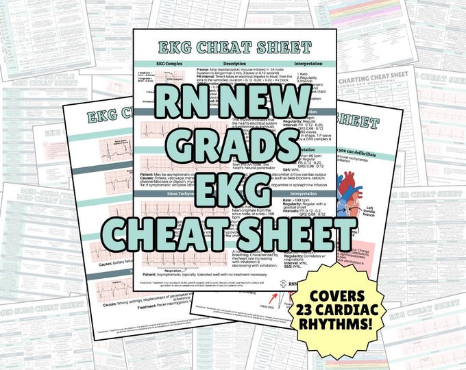 EKG Cheat Sheet Nursing Notes - Etsy