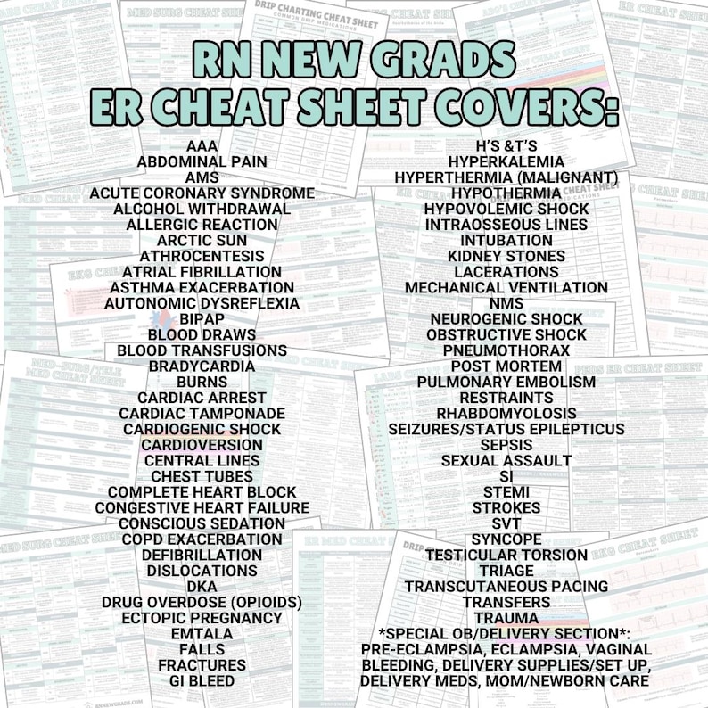 ER Cheat Sheet Bundle - Etsy
