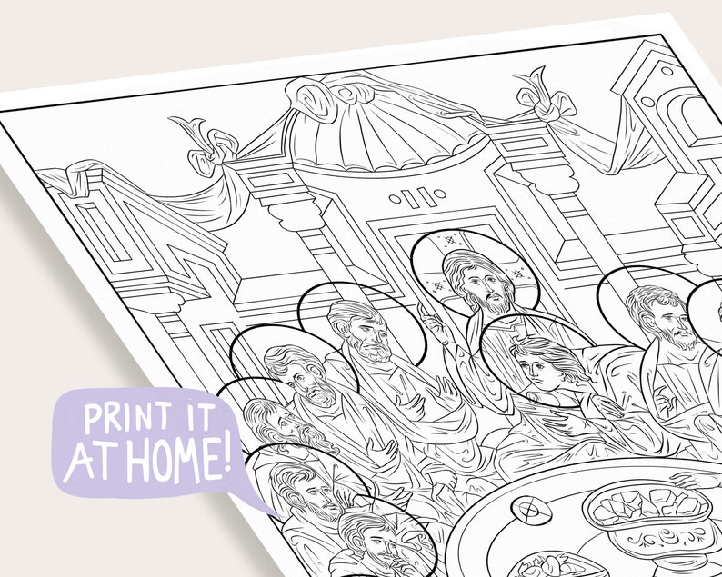 Easter Holy Week Coloring Pages Christian Orthodox Icons Palm Sunday, Lazarus, Last Supper, Crucifiction, Resurrection 7 Printable PDF image 4