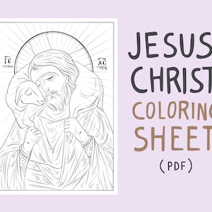 Jesus Christ, The Good Shepherd | Christian Greek Orthodox Icon Of Our God, Lord And Saviour | Religious Coloring Book Pages, Sunday School