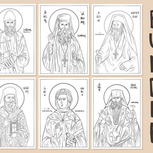 Christelijke Grieks-orthodoxe pictogrammen PDF-bundel | 6 Moderne Heiligen | Religieuze kinderen kleurboek pagina&#39;s | Doop, Naamdaggeschenk, Catechese