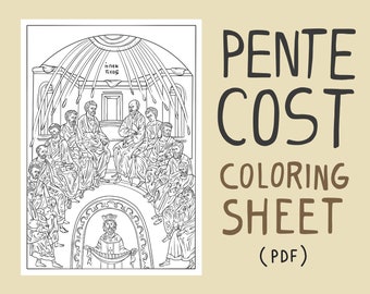 Christian Greek Orthodox Icon Of Pentecost Whit Sunday, Whitsunday (Η Πεντηκοστή Εικόνα) Sunday School Instant Download Coloring Book PDF