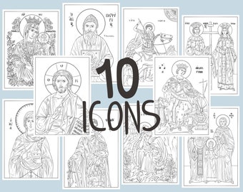 Printable Bible Story Posters | Sunday School Lessons | Christian Orthodox Educational Activity Pages | Coloring Book For Kids | PDF Bundle