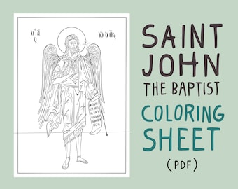 Saint John The Baptist | Christian Eastern Orthodox Icon (Άγιος Ιωάννης ο Πρόδρομος) Religious Coloring Book Pages For Kids | Printable PDF
