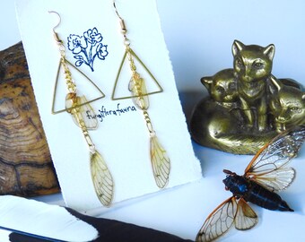 Couvée X boucles d’oreilles d’aile de cigale boho boucles d’oreilles de fée aile boucles d’oreilles