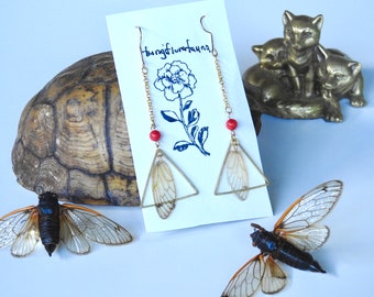 Couvée X boucles d’oreilles d’aile de cigale boho boucles d’oreilles de fée aile boucles d’oreilles