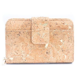 Natural cork wallet - wallet for women | Sustainable - Vegan - Fair - Handmade - Wallet with Gold