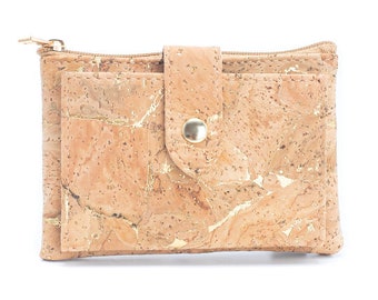 Natural Cork Purse - Wallet for Women | Sustainable - Vegan - Handmade - Purse - Gold or Silver accents
