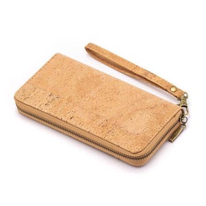 OLÁ KORK | Cartera de corcho para mujer, color marrón dorado, vegana y sostenible | Cartera de corcho