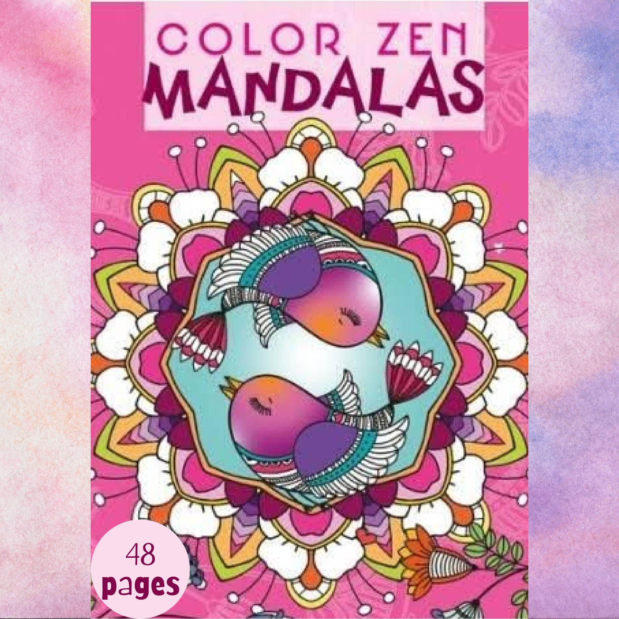 Mandalas Coloring Books For Adults-12 Coloring Pencils,Sharpener& 48 Sheets