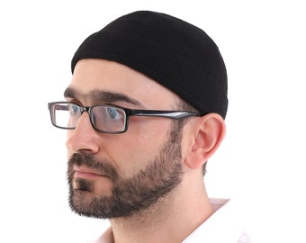 Muslim Winter Kufi Hats for Men, Islamic Prayer Hat, Islamic Caps, Prayer Skull Caps, Muslim Prayer Hat, Islamic Gifts, Muslim Cap, Black