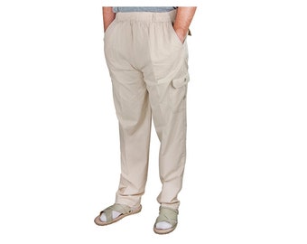 Qamfort Mens Cargo Combat Work Trouser 100% Cotton Pant Jogger 8 Pockets Knee pad Pocket