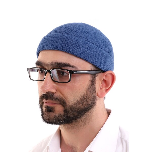 Cappelli Kufi invernali musulmani per uomo, Cappello da preghiera islamico, Cappelli islamici, Cappelli con teschio da preghiera, Cappello da preghiera musulmano, Regali islamici, Berretto musulmano, Blu