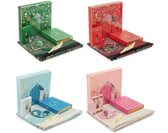 Vav Patterned Thermo Leather Arabic Quran and Prayer Rug Set Muslim Gift Eid Gift Ramadan Gift Islamic Set