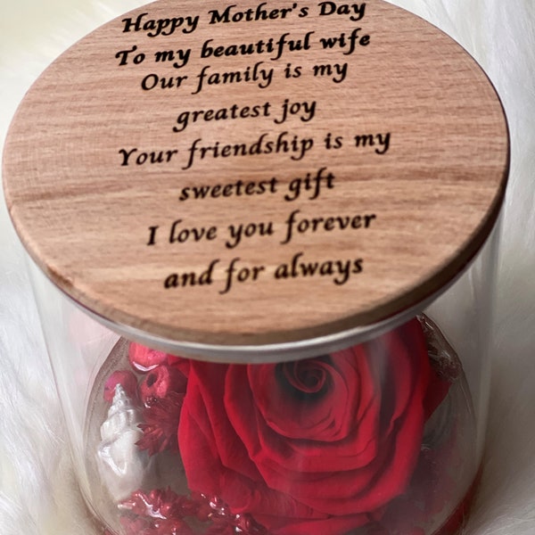 Mothers Day Gift for Wife, Red Forever Rose, Wife Gift, Mothers Day Gift for MOM Wife, Gift from Husband Wife Mom, Personalized Gifts