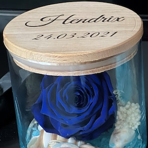 Blue Preserved Rose, Eternal Rose, Personalized Gift, Keepsake Gift, Anniversary Gift, Gift for Her, Mothers Day Gift, Gift for Him