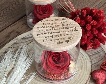 Red Preserved Rose, Eternal Rose, Personalized Gift, Valentines Day Gift, Gift for Wife, Dried Rose,  Forever Rose, Girlfriend Gift