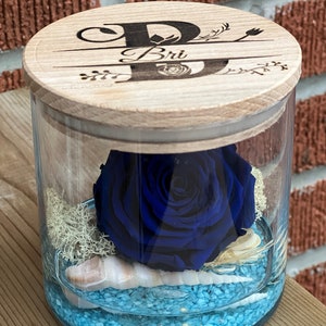 Blue Preserved Rose, Eternal Rose, Personalized Gift, Gift for Him, Wedding Gift, Made in Canada Gift, Mothers Day Gift, Blue Rose