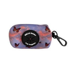 Dog poop bag holder, Dog waste bag holder, Purple Butterfly Dog poop bag dispenser, Dog waste bag dispenser