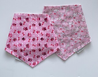 REVERSIBLE Dog Bandana, Handmade Dog Bandana for Summer Girl Dog Boy Dog Bandanna Collar Bandana neckwear for Dog Cat