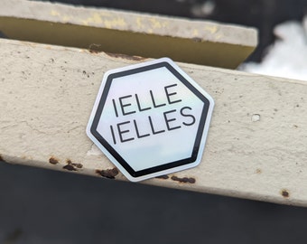 Ielle Ielles Pronouns Hexagon Sticker | Holographic Sticker | LGBT Stickers
