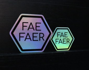 Fae Faer Pronoun Hexagon Sticker | Holographic Stickers | LGBT | LGBTQ Pride | Fae/Faer