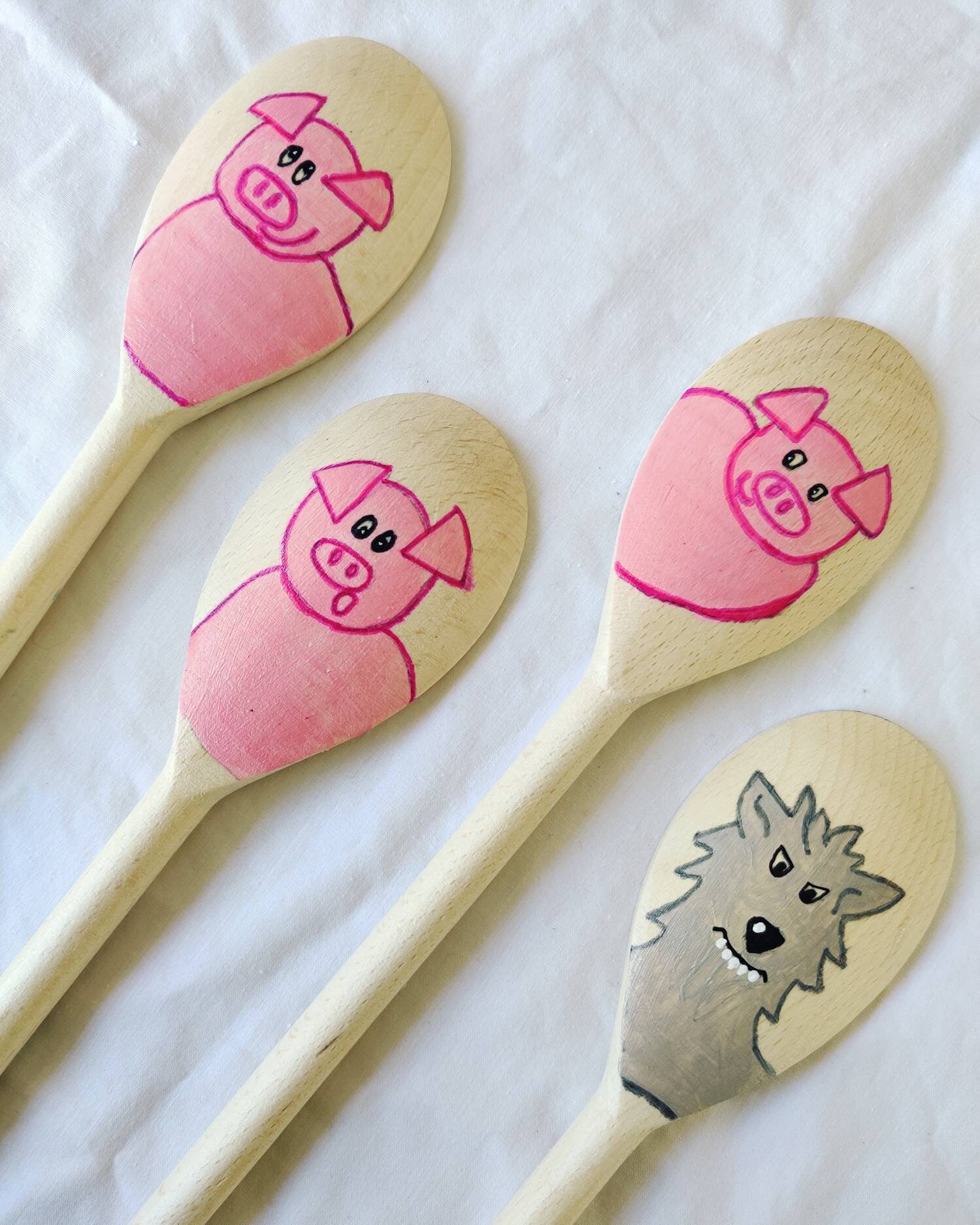 Story Spoons The Three Little Pigs Etsy