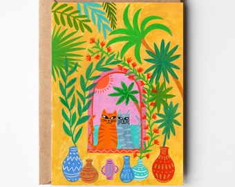 Chat chat, carte de voeux vierge, carte illustrée