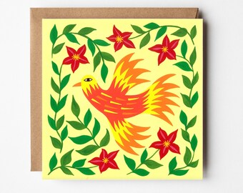 Fire Birds greeting card, blank card, illustrated card