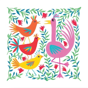 Chit Chat, impression giclée carrée de 30 cm x 30 cm en édition limitée / image d'oiseaux / oiseaux illustrés / art mural / art lumineux / impression amusante / couleur image 2