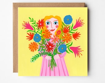 Des fleurs pour vous, carte de voeux, carte vierge, carte illustrée