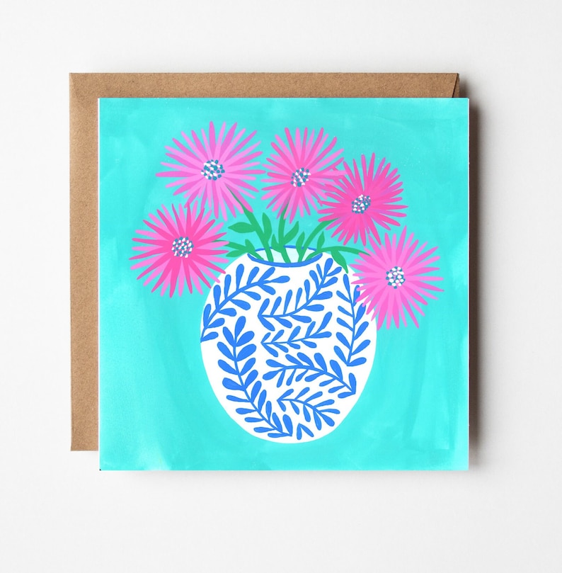 Carte de voeux Pink Burst, carte vierge, carte illustrée image 1