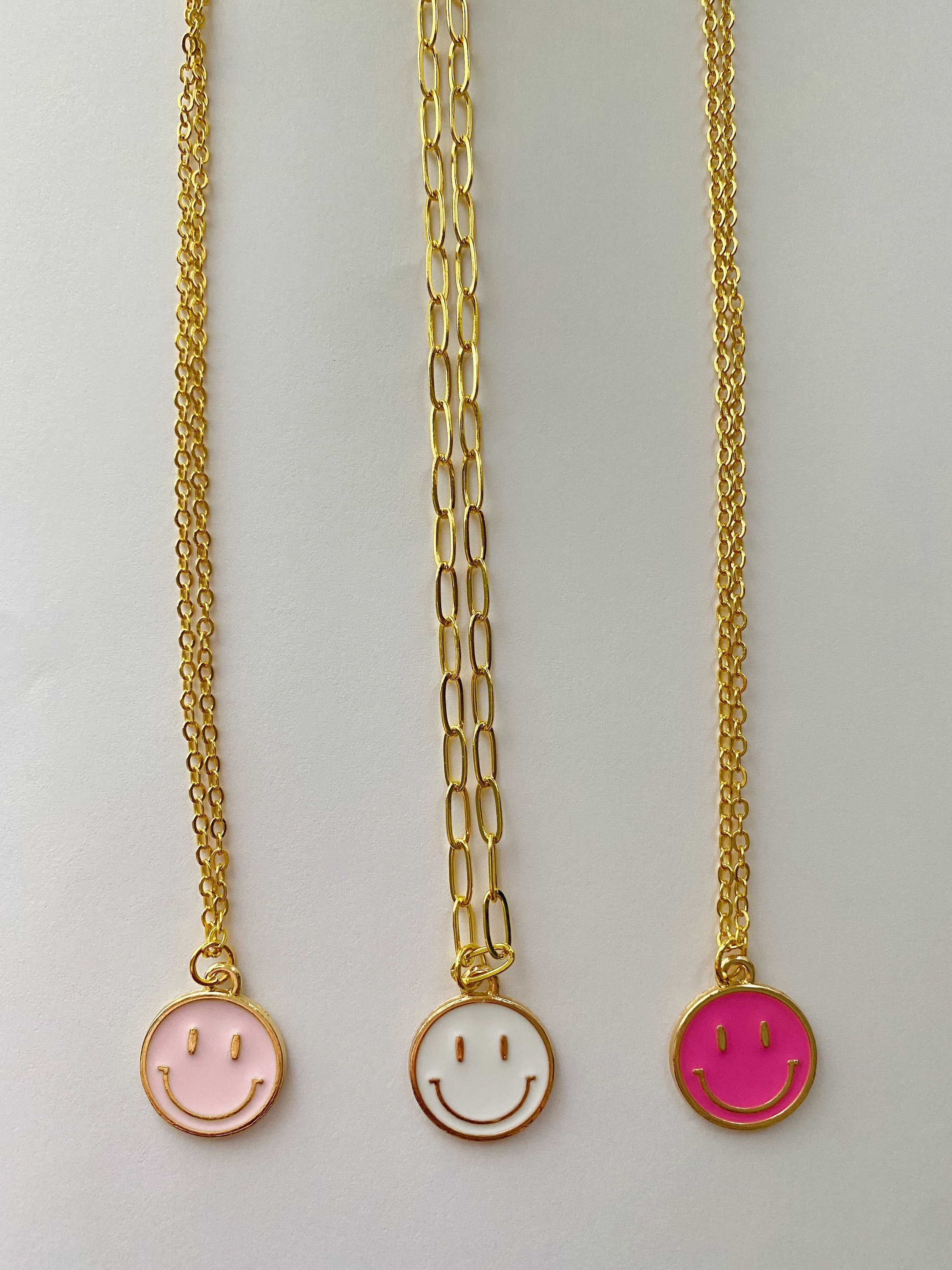 colorful smiley face necklace